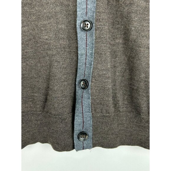 Banana Republic Women's L 100% Extra Fine Merino Wool Cardigan Sweater Brown - Picture 10 of 12